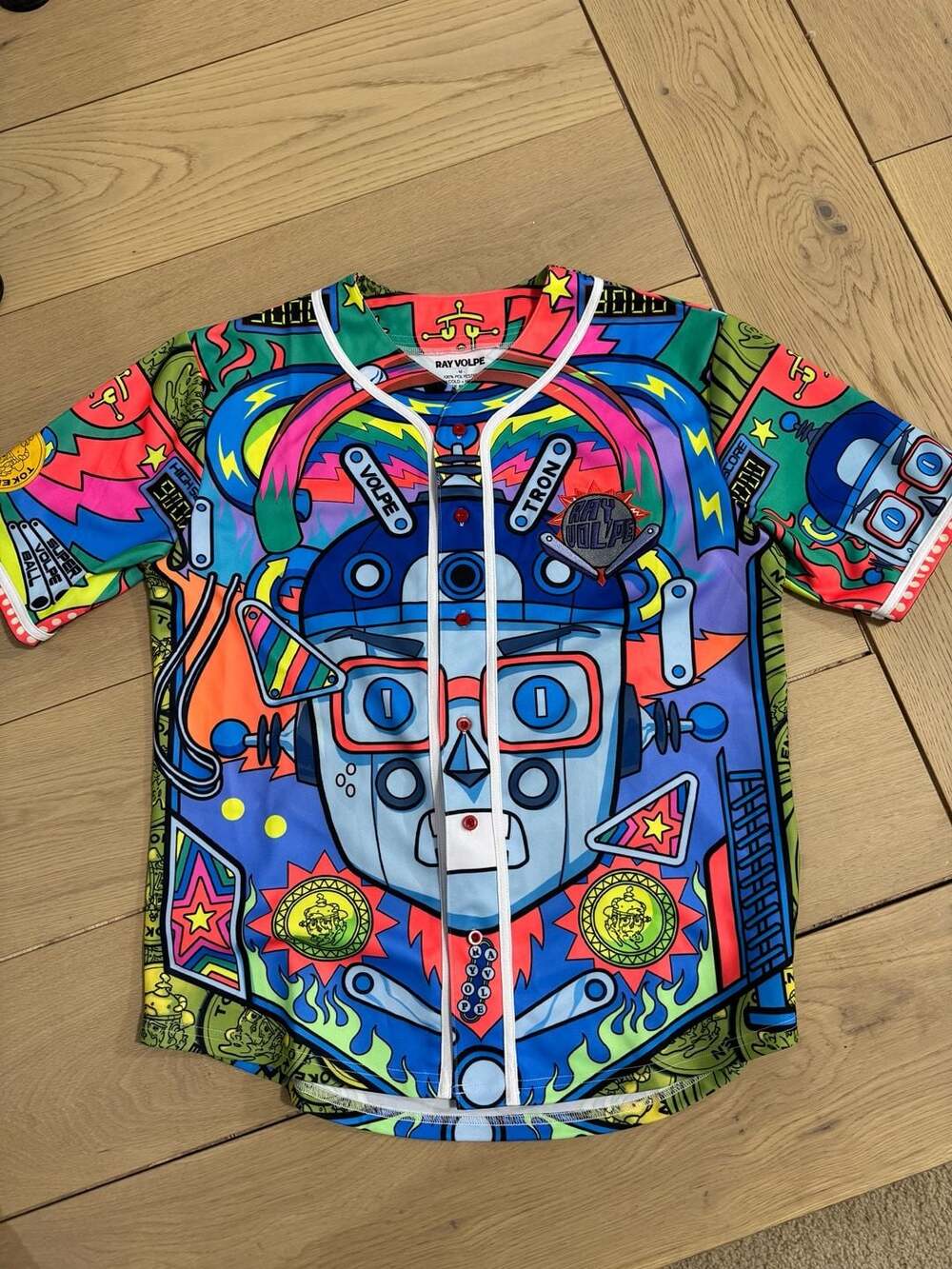 Ray Volpe Pinball Graphic Baseball Jersey Size M